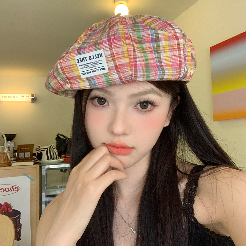 彩虹云朵八角贝雷帽女夏季2025新款薄款帽子甜美显脸小蓓蕾画家帽
