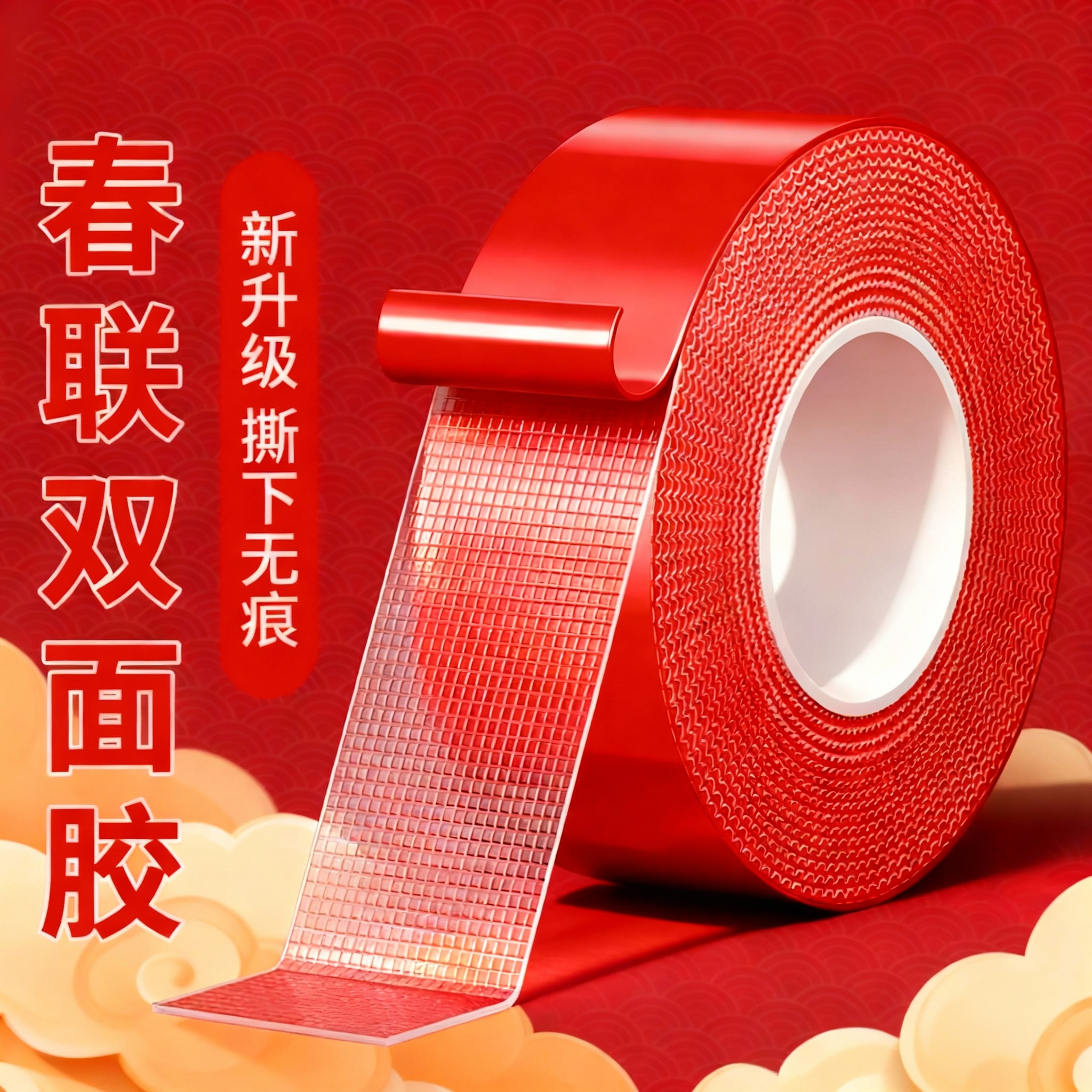 贴春联专用无痕胶透明网格纳米不留痕对联神器无痕高粘度年画婚车婚庆