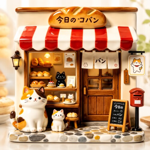 日系治愈猫咪微缩面包店冰箱贴