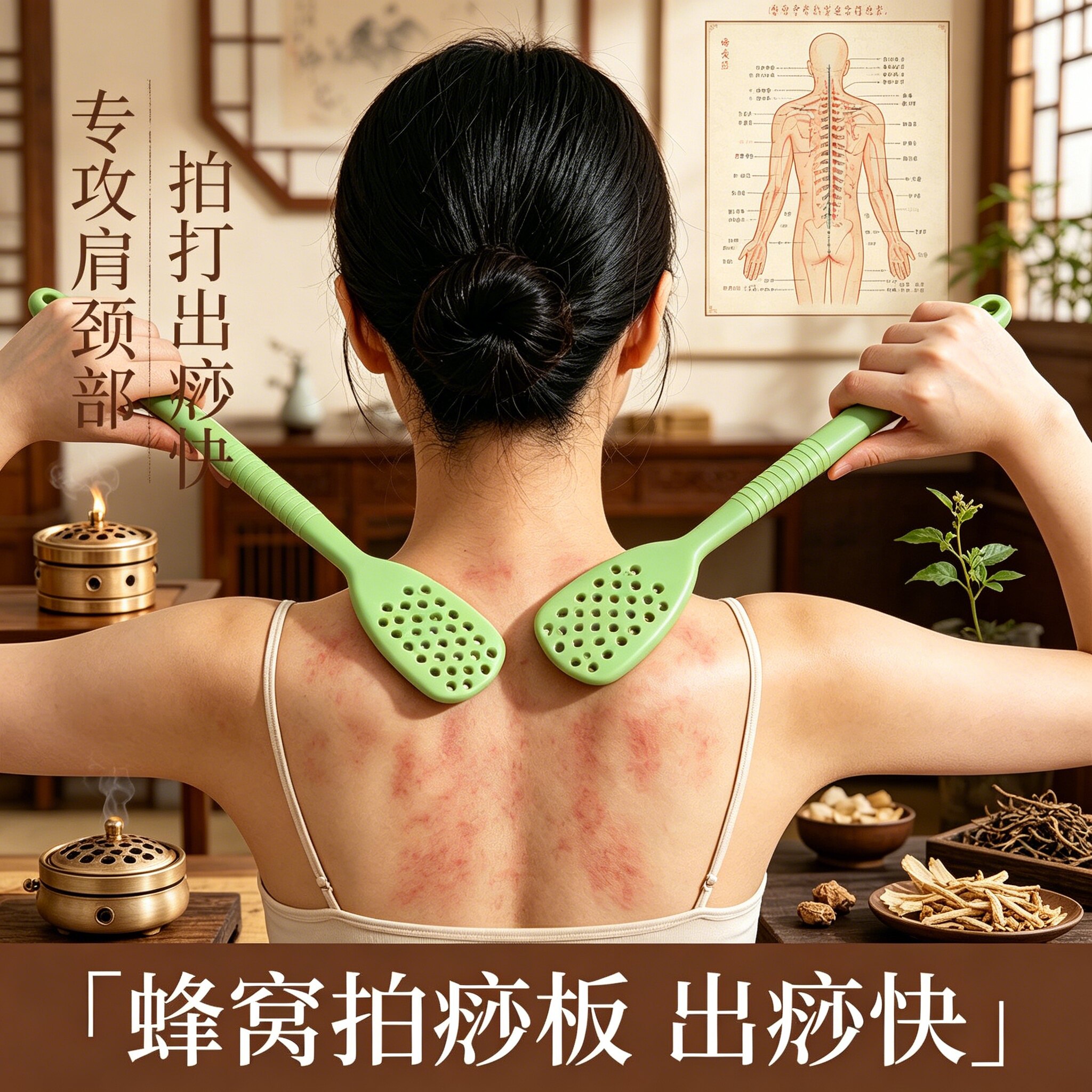 拍痧板经络拍打硅胶中医专用养生神器小黄手掌拍痧按摩敲背棒筋络