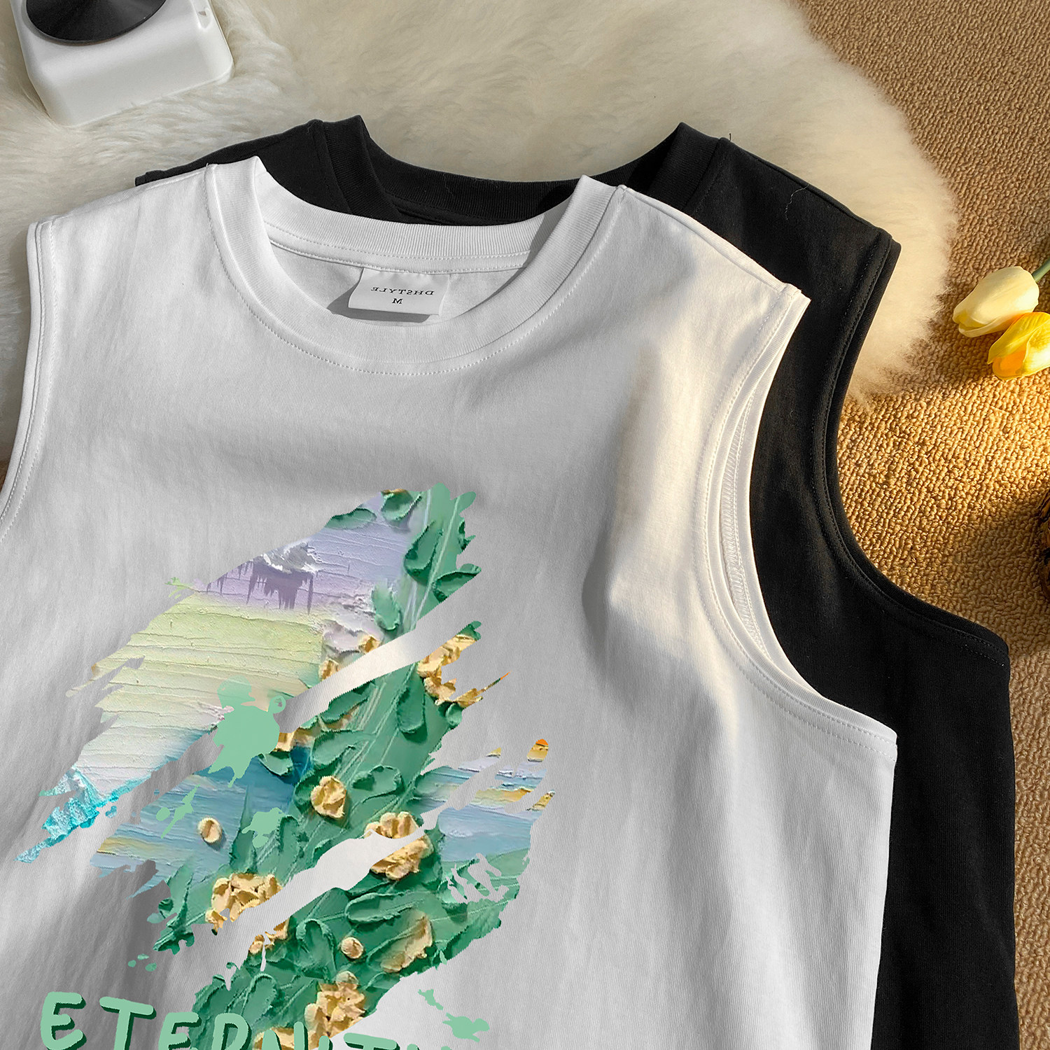 2026新款涂鸦印花无袖男款宽松运动休闲背心日常穿搭M4097