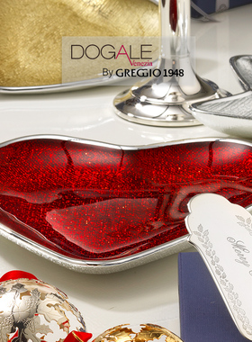 意大利Dogale朵嘉进口红色水果盘家用客厅装饰零食盘大号送礼盒装