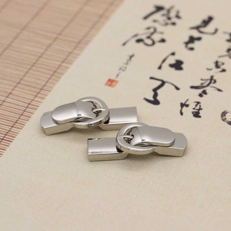 简约新中式金属对扣纽扣西装上衣大衣外套搭扣高档合金服装配件