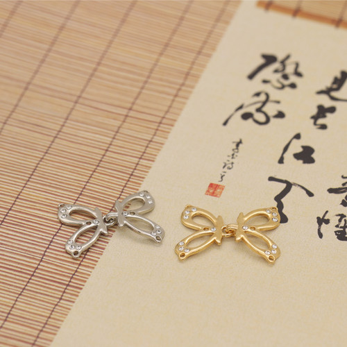 中式镂空蝴蝶结水钻钩扣旗袍对扣金属缝线纽扣汉服连衣裙马甲扣子