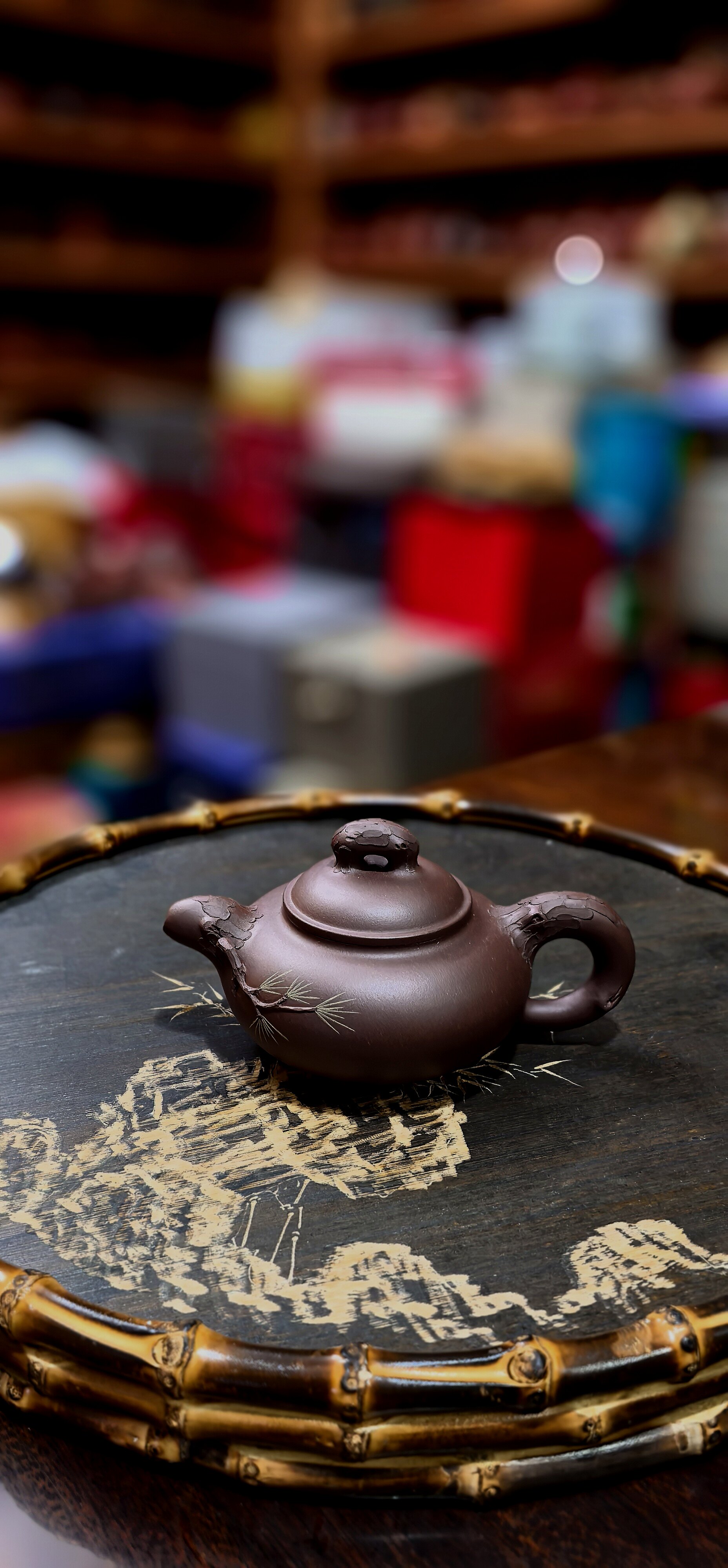 欧咏紫砂壶 芝兰阁紫砂壶 松竹梅 底槽青 花器 全手工制作小品壶