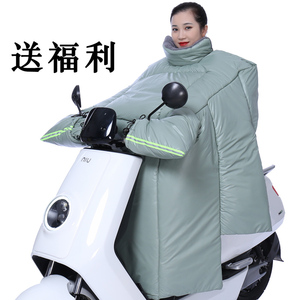 冬季电动车挡风被PU轻柔软皮加大厚连体电瓶摩托车风挡保暖被骑行