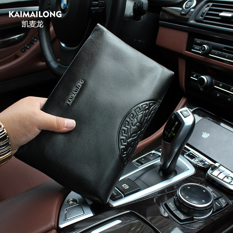 凯麦龙男士手包男真皮牛皮商务休闲手抓包男包软皮男士潮手拿包