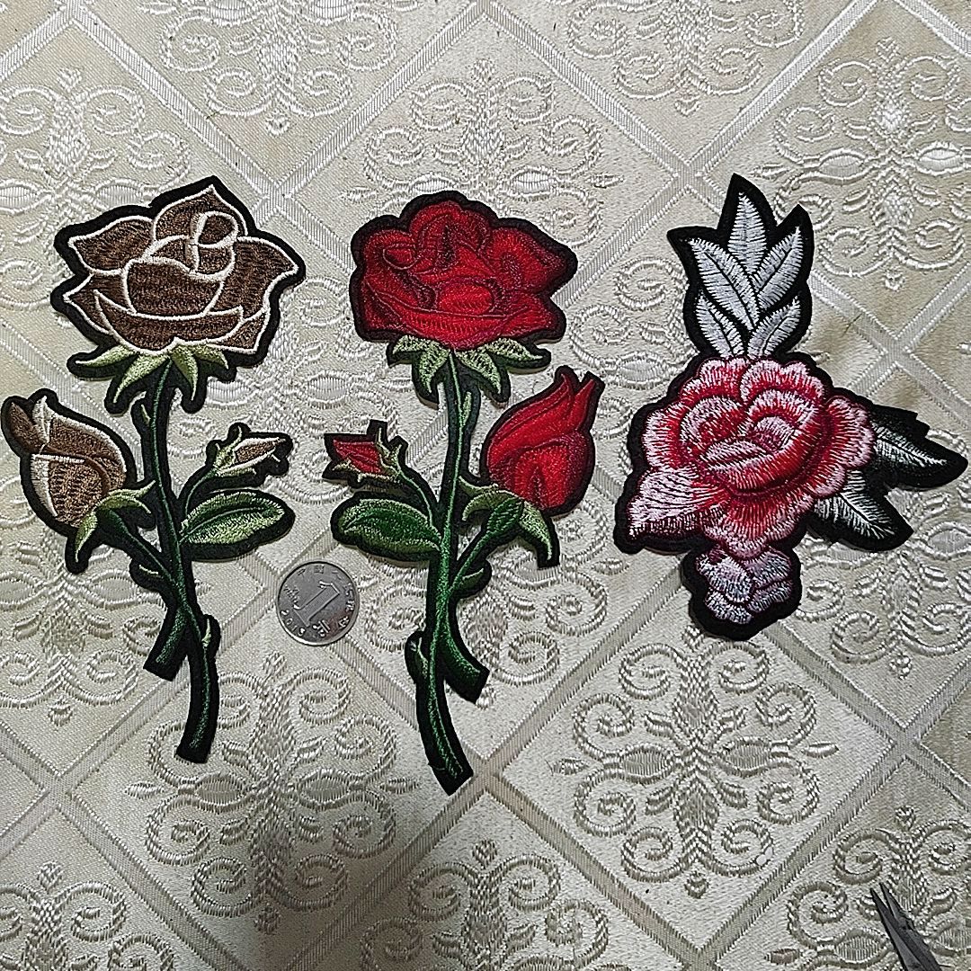 实拍 精品熨烫刺绣布贴 衣服补丁贴花优质卡通 玫瑰牡丹花 精美套