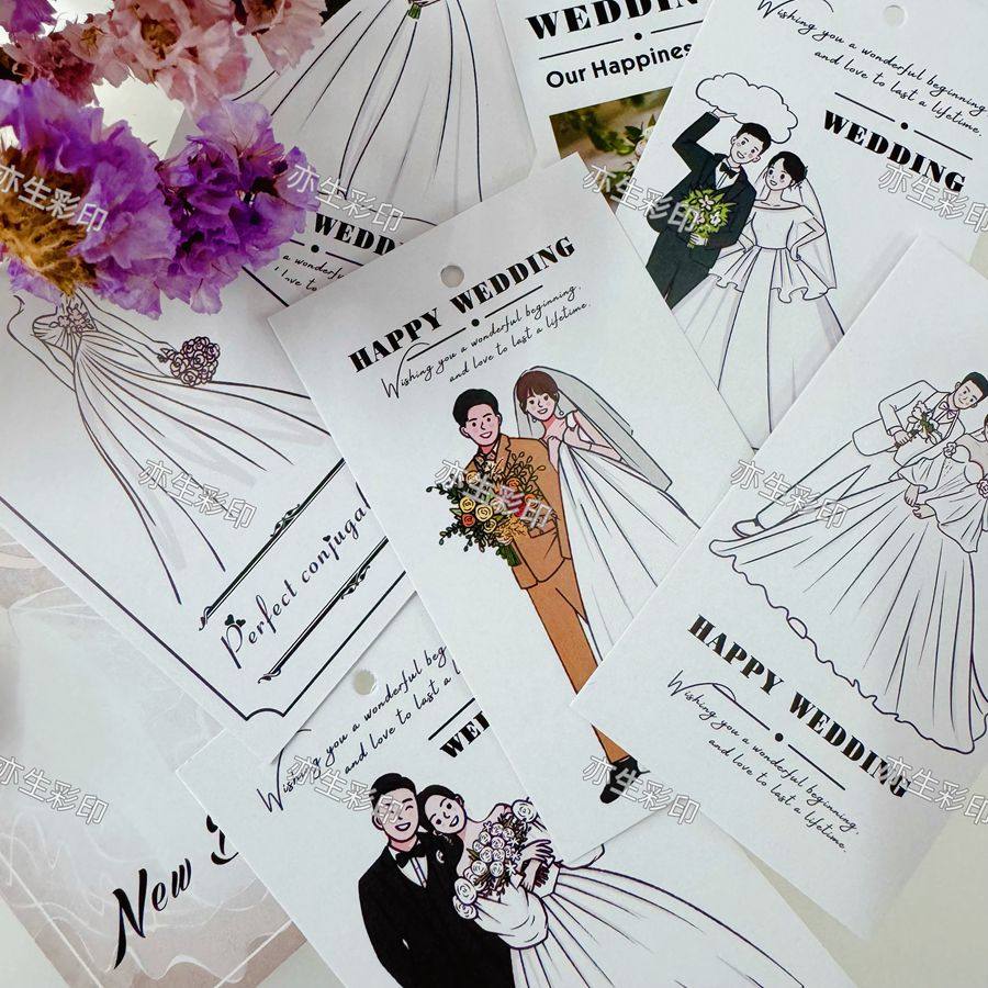 婚礼祝福卡定制新人婚纱档期卡片登记吊牌礼服信息提示印刷可写字