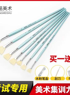 马蒂斯猪鬃扇形笔水粉笔丙烯颜料油画笔美术专用送笔盒刮刀勾线笔