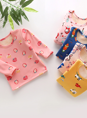 童装儿童打底衫加绒宝宝加厚上衣男童女童长袖t恤厚保暖衣冬