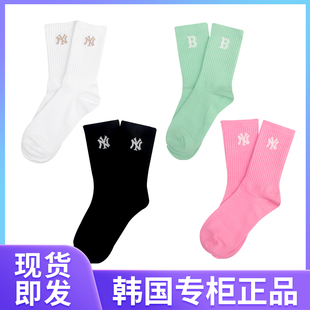 韩国代购MLB袜子经典小NY标中筒运动袜春夏季男女休闲百搭透气袜
