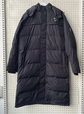 多威Do-win冬季黑色长款连帽棉服男女休闲运动防寒外套387703-1A