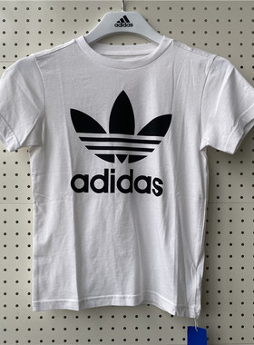 Adidas阿迪三叶草大童孩子男女儿童短袖T恤纯棉半袖童装DV2904