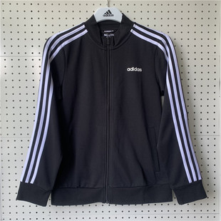 阿迪达斯外套女装 针织防风棒球服三条纹保暖运动夹克DP2411 春新款