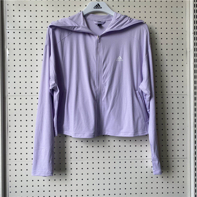 Adidas阿迪达斯外套女新款运动衣简约百搭防晒轻薄连帽夹克JJ1335