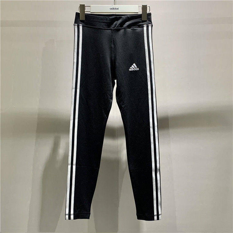 阿迪达斯童装女童运动裤中大童黑色速干儿童紧身裤长裤DV2755