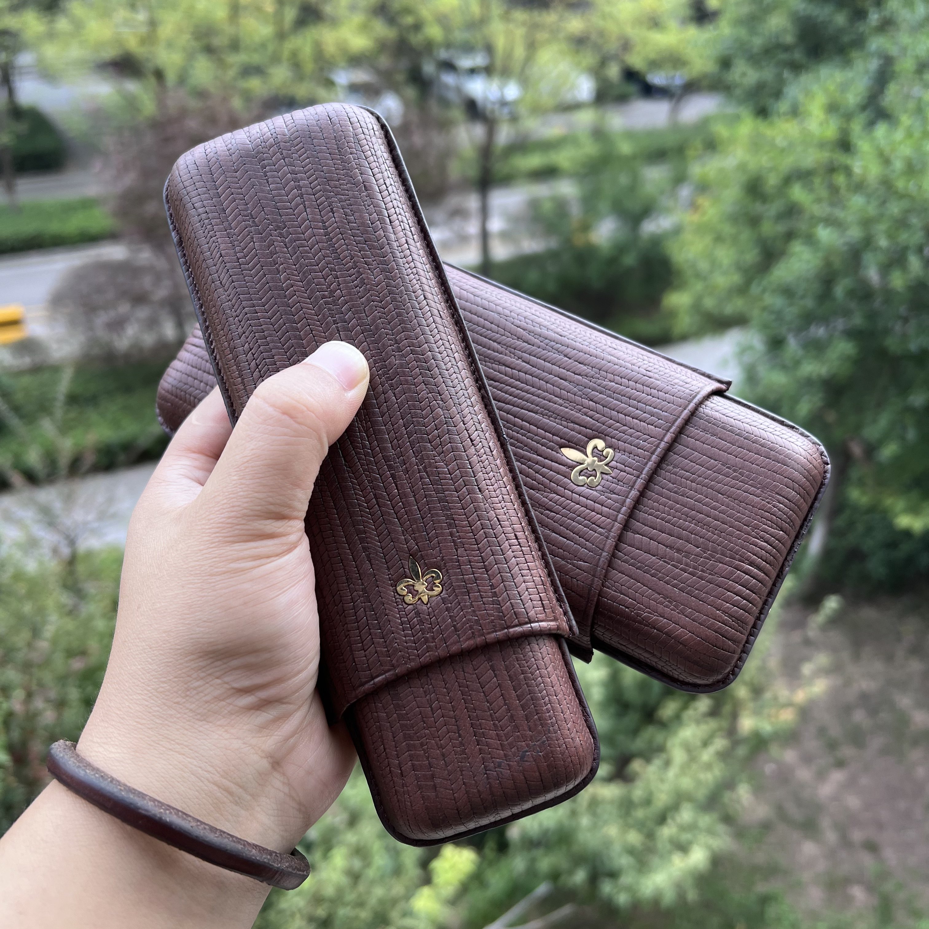 habana cuba古巴哈瓦那官方 蒙特雪茄皮套 便携雪茄盒2支装3支装