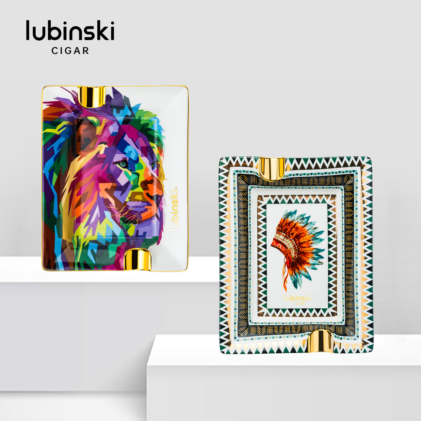 Lubinski雪茄烟灰缸 鲁宾斯基陶瓷烟灰缸 手工描金骨瓷烟缸