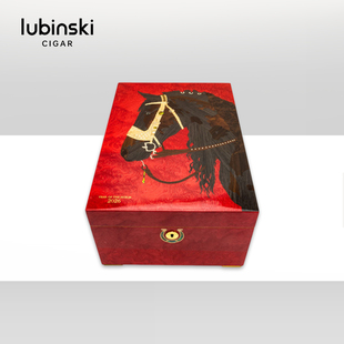 Lubinski鲁宾斯基拼花雪茄保湿盒120支装雪茄盒马年生肖限量200个