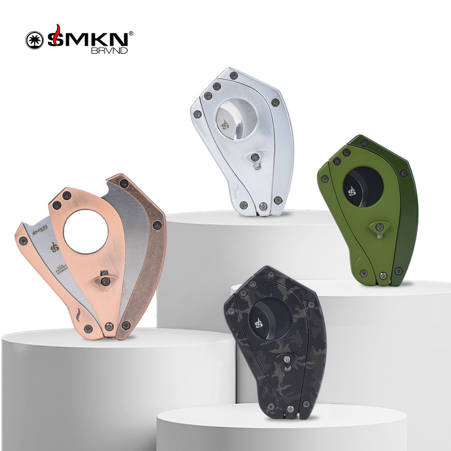 美国SMKN BRVND ERGO系列雪茄刀金属外壳不锈钢刀片人体力学设计