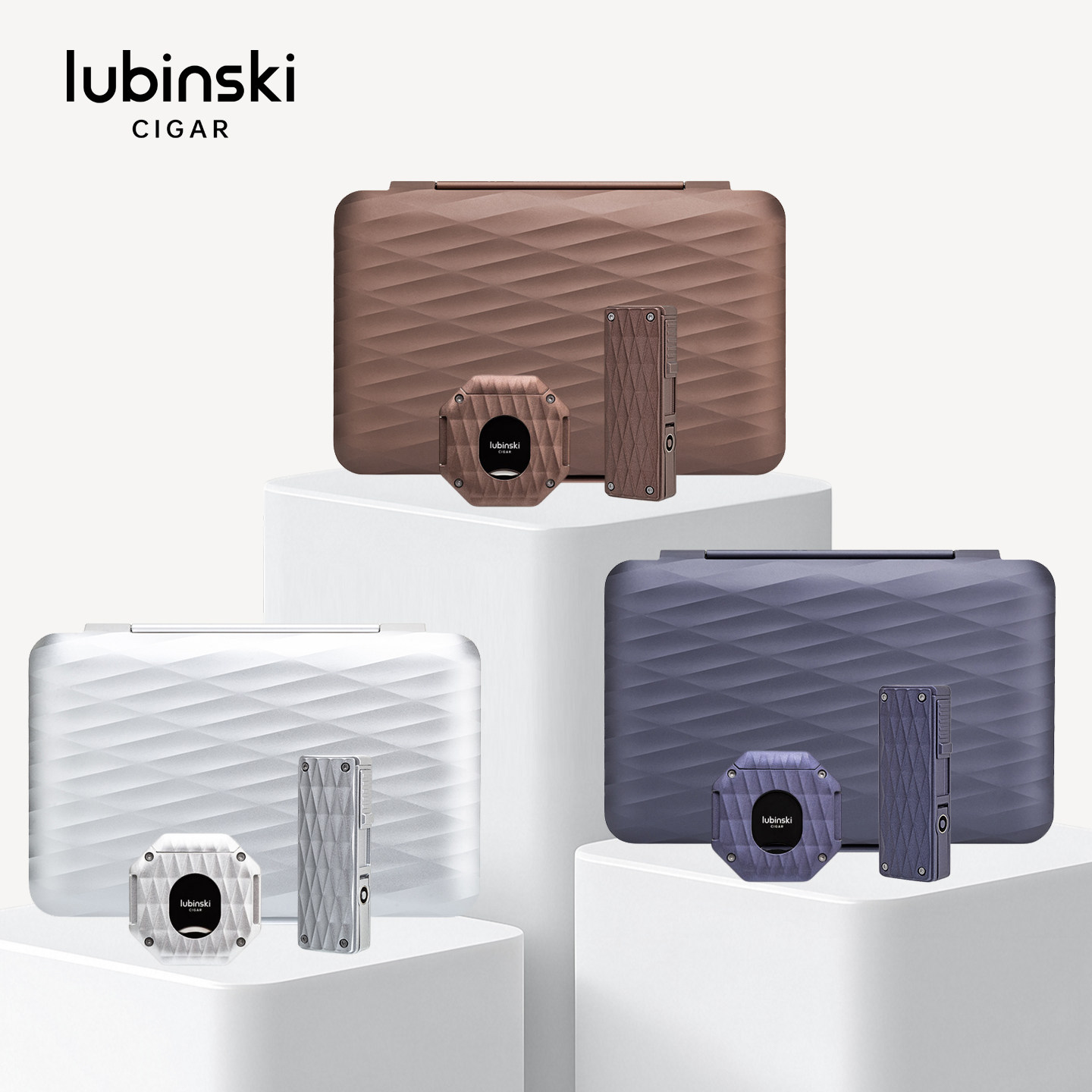 LUBINSKI鲁宾斯基雪茄工具三件套10支装便携盒双用雪茄剪打火机