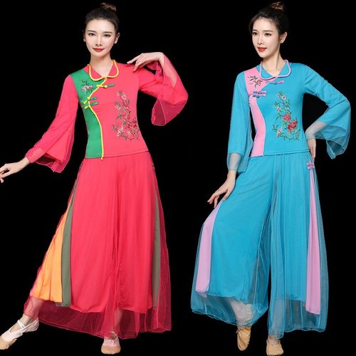 2025新款民族风扇子舞秧歌服装