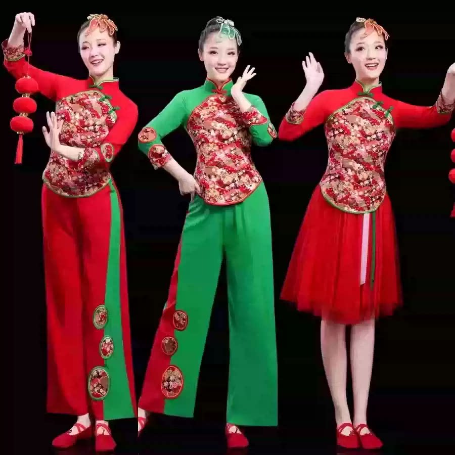 广场舞蹈服装民族风秧歌服秋新款团队服健身跳舞表演出服运动套装