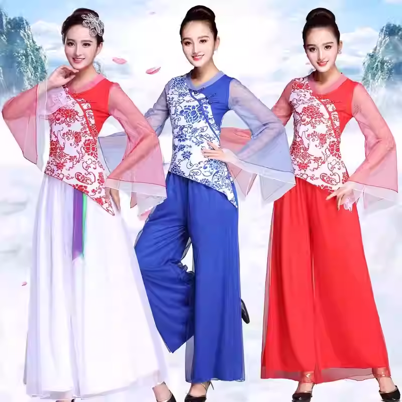 广场舞蹈服装新款民族女长袖古典舞团队秧歌服跳舞表演出运动套装