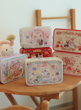 原创Bunny lulu兔子大号长方形盒喜糖马口铁盒子结婚回礼伴手礼盒