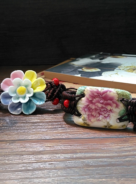 原创彩绘陶瓷遮伤疤文艺范手链