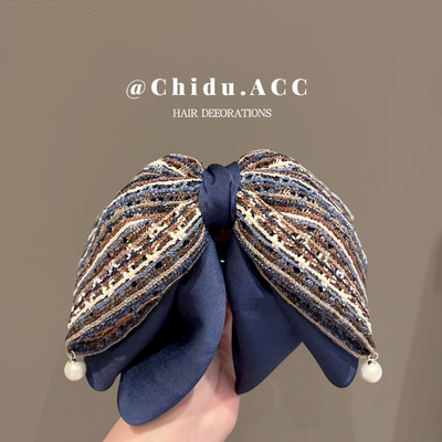 【可露丽风】针织设计感马尾夹蝴蝶结半扎发抓夹复古发夹旅行发卡