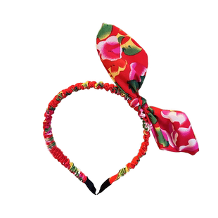 网红新中式东北大花国潮蝴蝶结发箍个性搞笑发饰新年2024大红喜庆