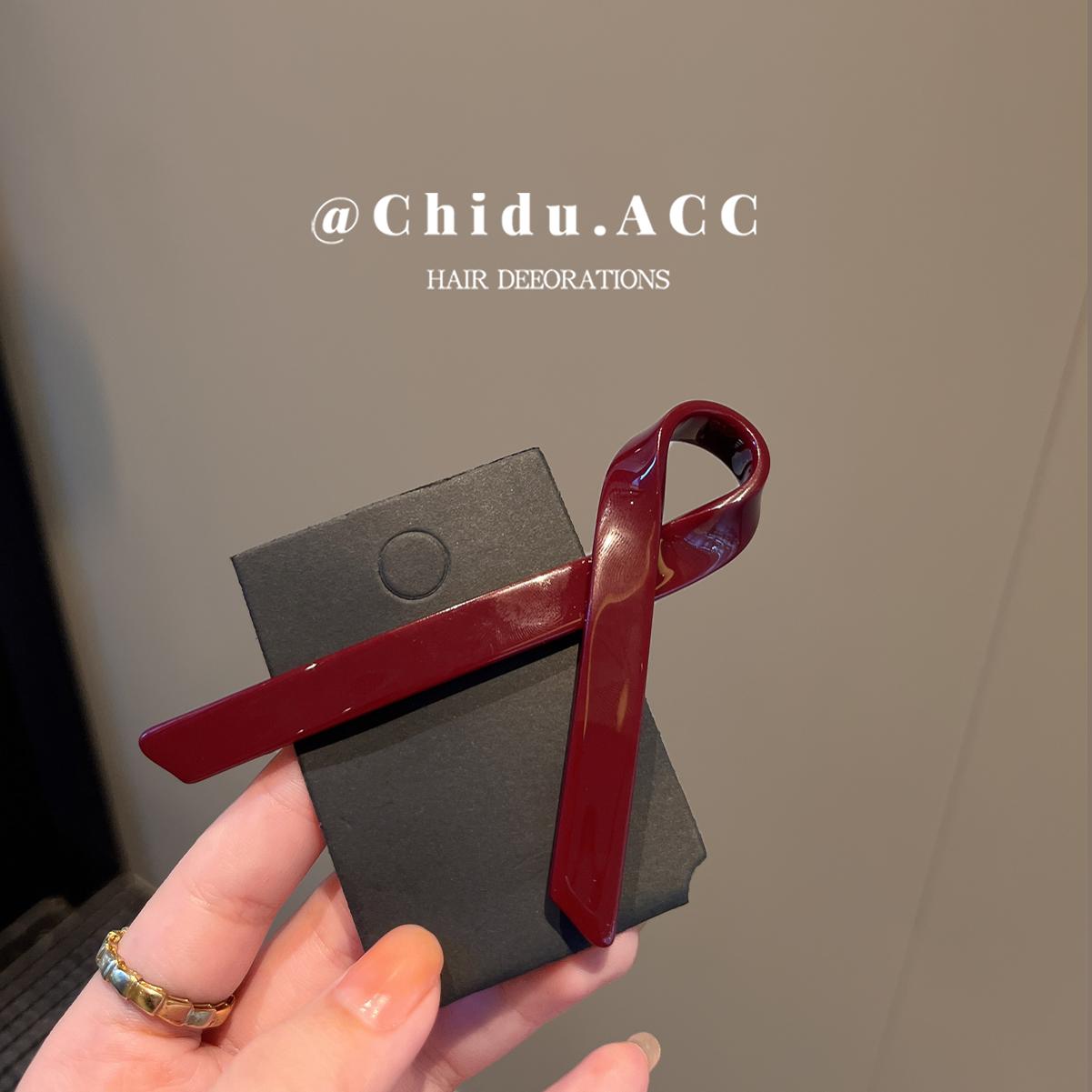 高级感红色发夹韩国东大门同款简约气质碎发刘海夹弹簧夹侧边夹女