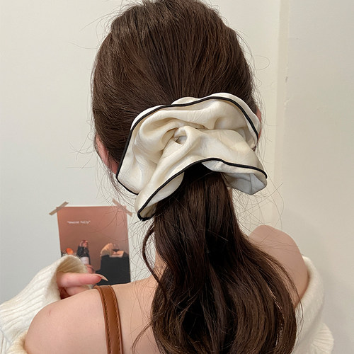 高级感缎面大肠发圈韩系气质女丸子头发绳大号高弹力包边头绳发饰