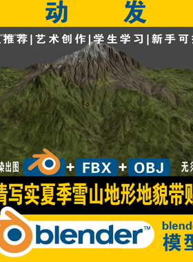 blender高山雪山脉峰3d模型地形地貌高清写实场景包含贴图fbx obj