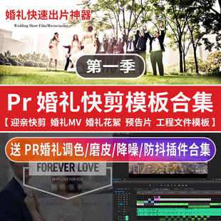 PR婚礼快剪模板婚庆花絮MV微电影视频剪辑工程文件调色磨皮插件
