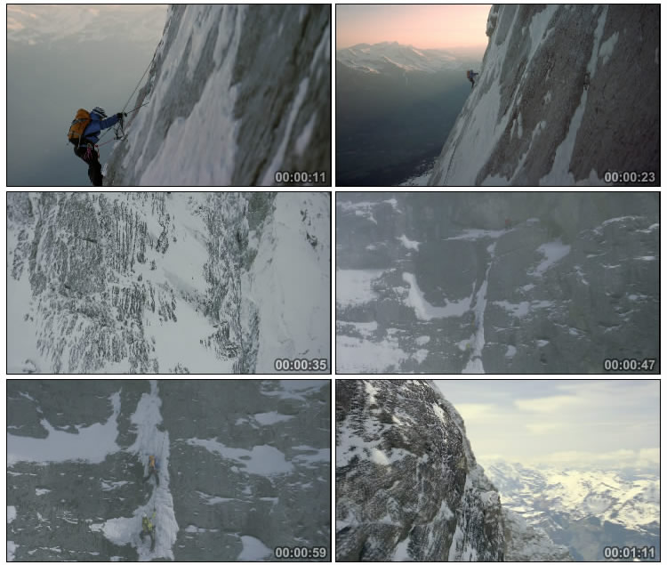 爬山山顶山脉登高携手共进登山户外极限运动高清实拍视频素材