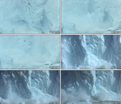 a6431南极冰川冰山融化坍塌冰块掉入海中高清实拍视频素材