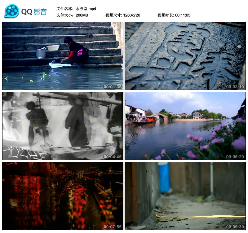 江南古镇美景江南水弄堂水乡古运河小桥流水雨中传统建筑视频素材