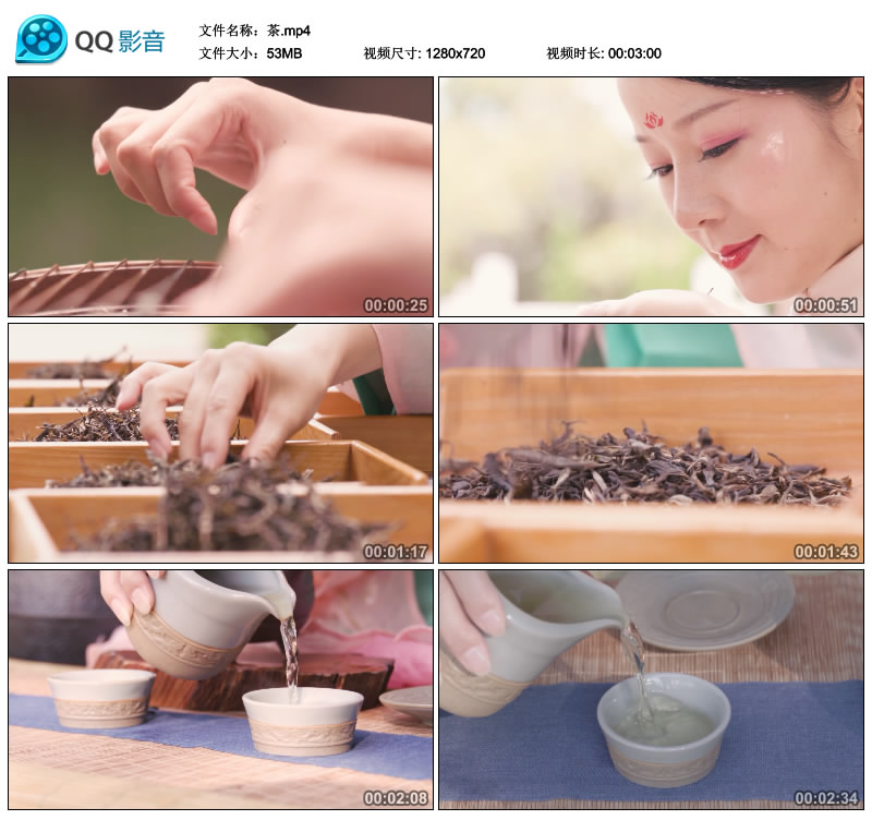 中国古典古风古人弹琴轻抚茶叶砖茶中华茶文化泡茶沏茶视频素材