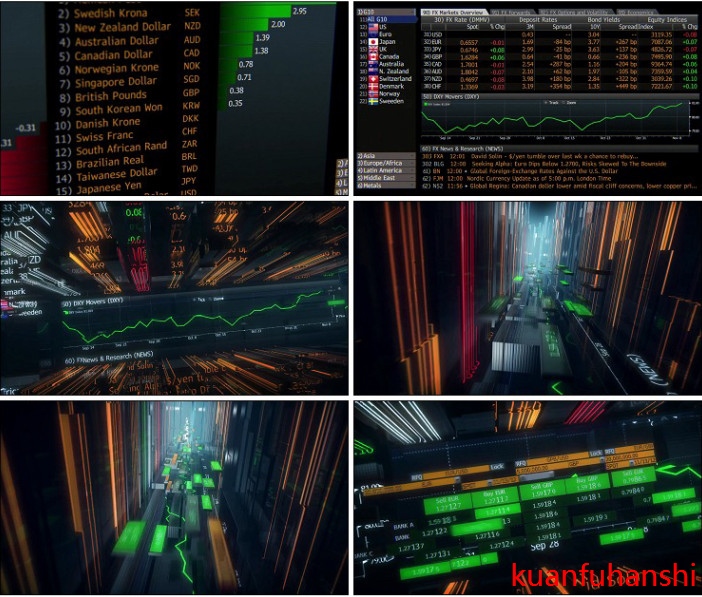 高清视频素材IT科技公司金融股市数据特效虚拟街道城市