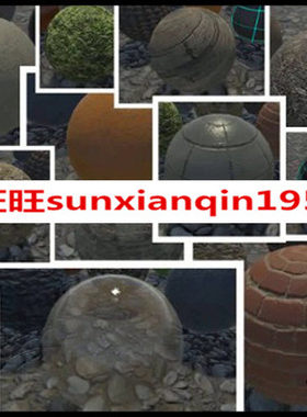 Unity3D游戏贴图和材质资源包 地板砖 玻璃 草地 石头 落叶 木头