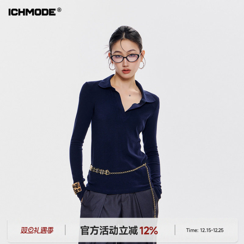 美式POLO针织长袖T恤修身上衣