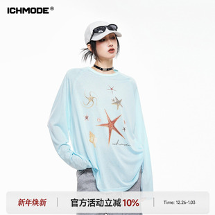 轻薄凉感物理防晒罩衫 美式 女夏季 新款 T恤上衣 ICH 宽松长袖 MODE