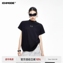 花卉刺绣正肩短袖 T恤女夏季 新款 ICH 半高领半袖 美式 修身 上衣 MODE