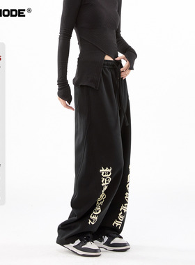ICH MODE【1/4 官方叠加2件5折起】美式哥特风阔腿休闲裤女春新款