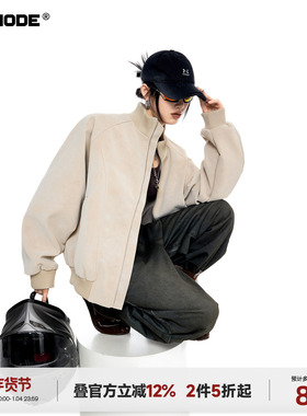 ICH MODE【1/4 官方叠加2件5折起】美式复古麂皮绒立领外套女春季