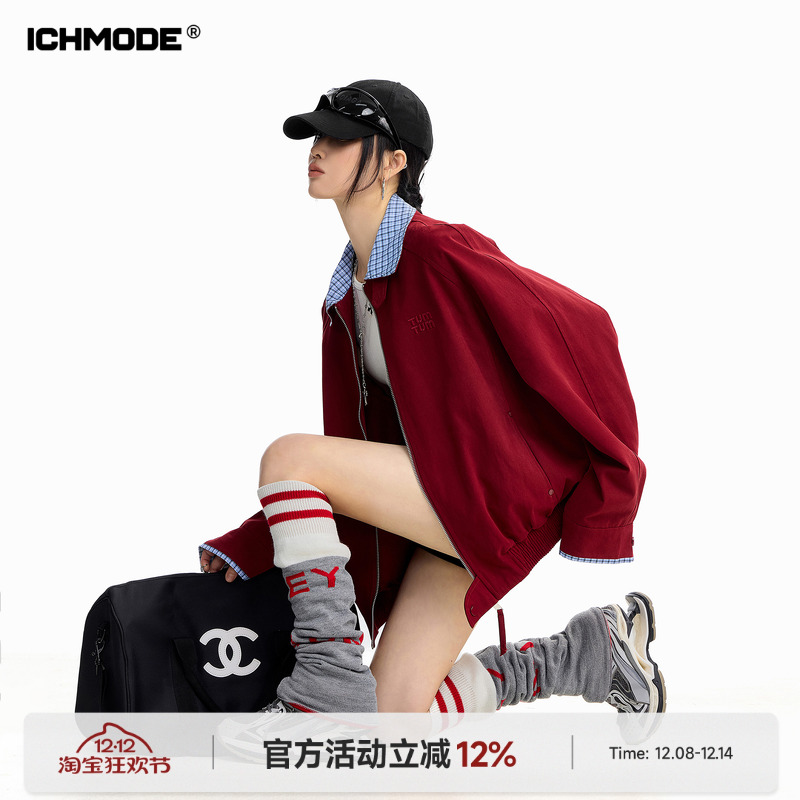 美式拼接外套假两件夹克上衣