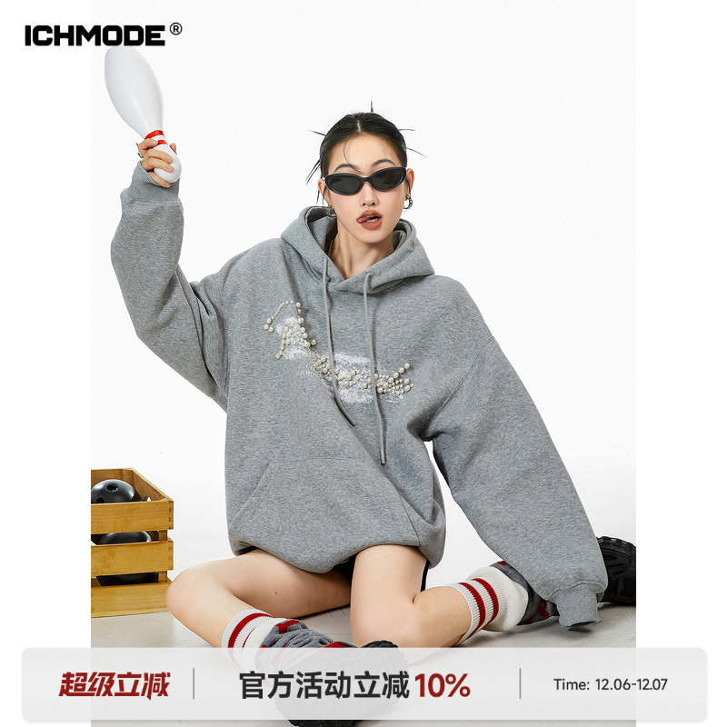 美式hiphop设计重磅连帽卫衣